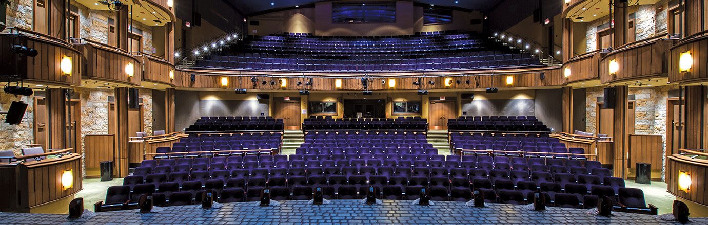 view of albert theatre from the stage looking into the audience