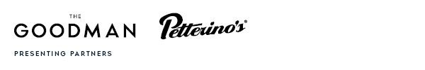 Logos for The Goodman and Petterino's above the words "Presenting Partners" on a white background.