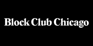 White text reading "Block Club Chicago" on a solid black background.