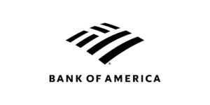 Bank of America logo featuring a stylized American flag made of black stripes above the text "Bank of America" on a white background.