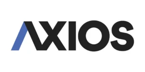 The image shows the Axios logo with the word "AXIOS" in bold black letters, and the left side of the "A" is blue.