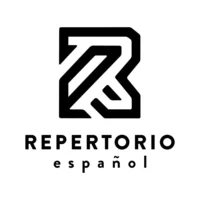 Black geometric "R" logo above the words "REPERTORIO español" in uppercase and lowercase black text on a white background.