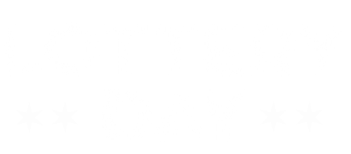 White text on a light gray background reads "LOTTERY DAY" with two star symbols on each side of the word "DAY.