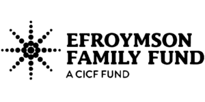 Black and white logo with a dotted starburst symbol and the text "Efroymson Family Fund, A CICF Fund" on the right side.
