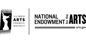 Logos for Illinois Arts Council Agency and National Endowment for the Arts displayed side by side with the arts.gov website listed.