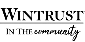 Wintrust logo with the text "In The community" below it in both serif and script fonts.