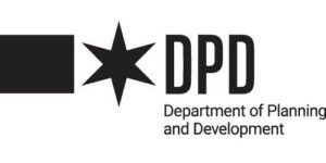 Logo for the Department of Planning and Development with a black square, a star, and the acronym "DPD" beside the full department name in black text.