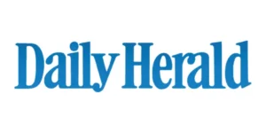 The image shows the "Daily Herald" logo in blue serif font on a white background.