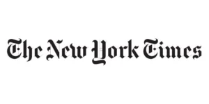 The New York Times logo in blackletter font on a white background.