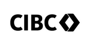 CIBC logo in black, featuring the letters "CIBC" followed by a geometric diamond-shaped design on a white background.