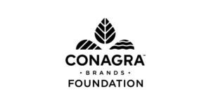 Conagra Brands Foundation logo featuring three stylized leaves above the brand name in black text on a white background.
