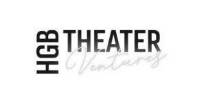 Logo with bold black text “HGB THEATER” and the word “Ventures” in a light, cursive gray font layered below.