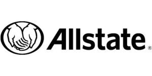 Allstate logo featuring two cupped hands inside an oval next to the word "Allstate" in bold black letters.