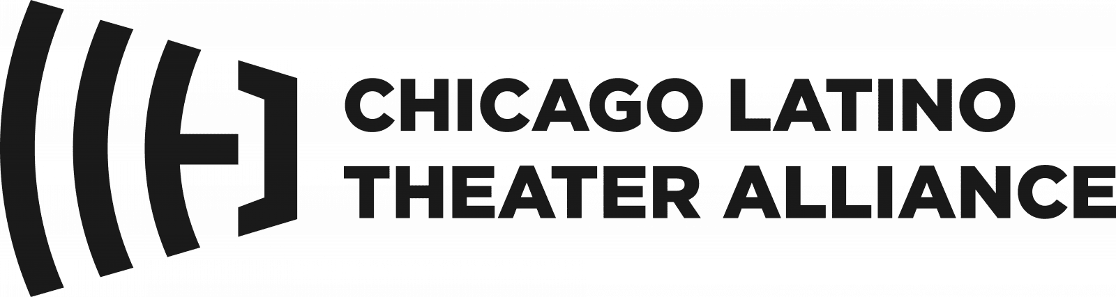 Chicago Latino Theater Alliance logo with stylized sound waves and a capital letter “E” to the left of the organization name in bold black text on a light background.