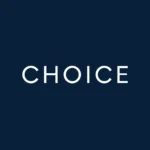 The word "CHOICE" in white capital letters is centered on a dark blue background.
