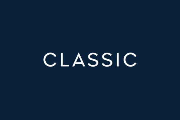 The word "CLASSIC" in white, all-caps sans-serif font centered on a dark blue background.