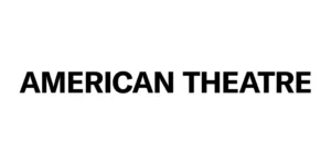 Black, bold capital letters spell "AMERICAN THEATRE" on a plain white background.