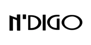 The image shows the word "N'DIGO" in bold, stylized black letters on a white background.