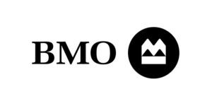 BMO logo with the letters “BMO” and a black circle containing a white stylized crown shape.