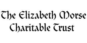 The image shows the words “The Elizabeth Morse Charitable Trust” in black Gothic-style font on a white background.