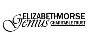 Logo for the Elizabeth Morse Genius Charitable Trust, featuring stylized text with “Genius” in script and the rest in bold uppercase letters.