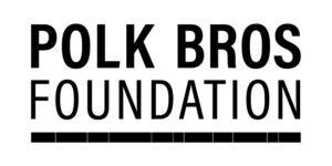 Polk Bros Foundation logo with bold black text and a row of small black rectangles beneath the word “FOUNDATION.”.