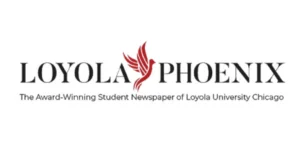 Loyola Phoenix logo with a red phoenix graphic and the text: “The Award-Winning Student Newspaper of Loyola University Chicago.”.